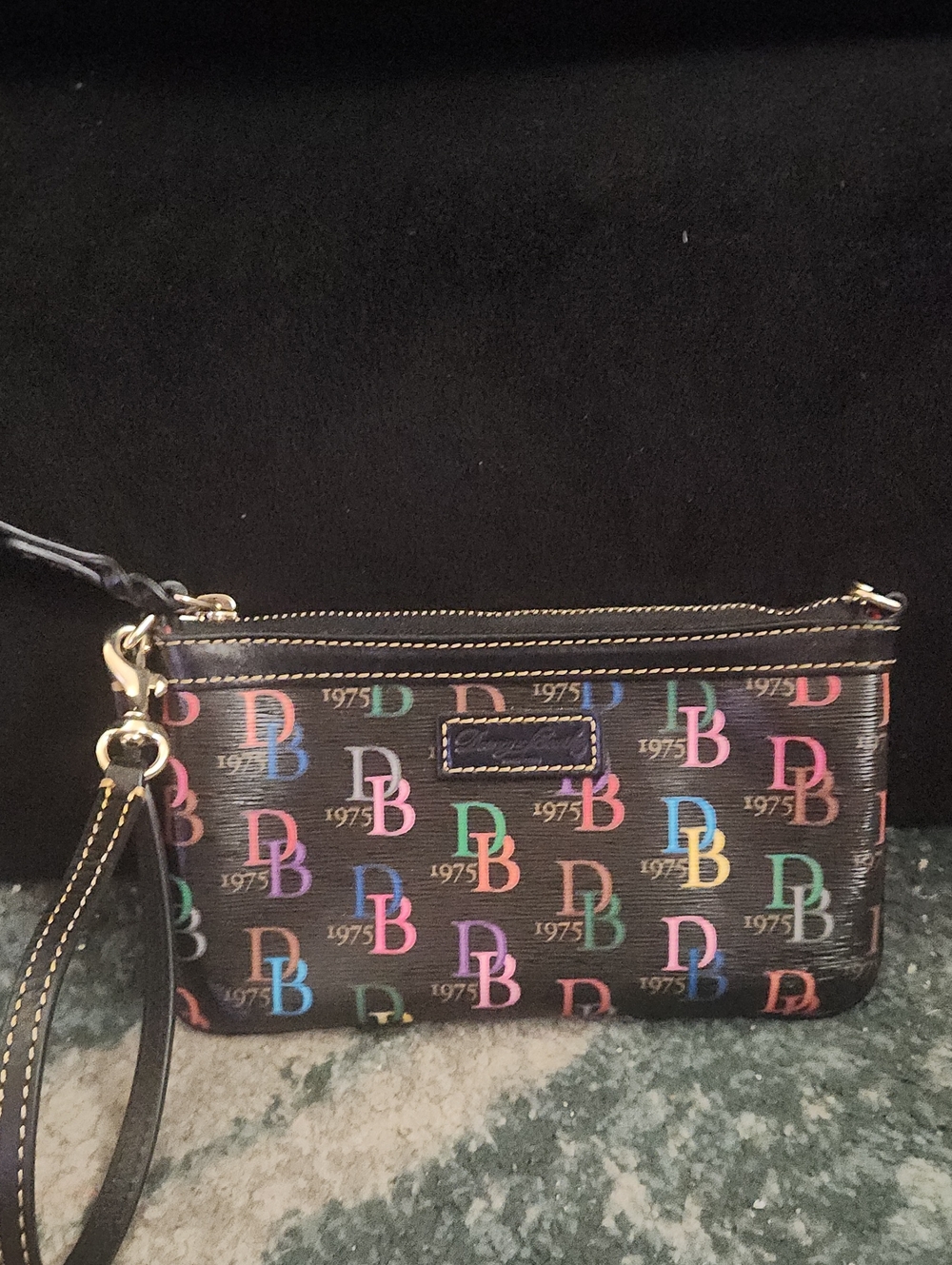 Dooney & Bourke Black Multicolor Logo Wristlet